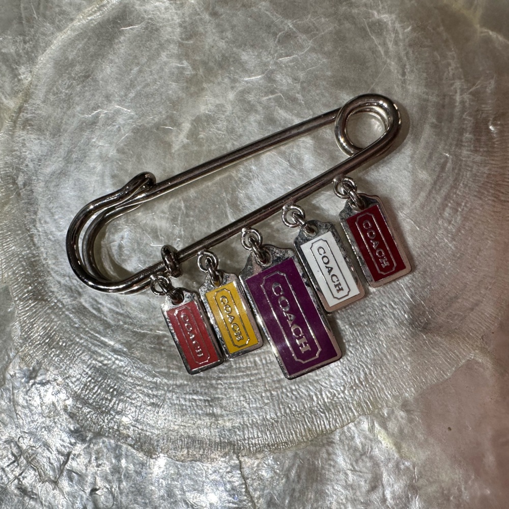 Coach Silver Safety Pin Charm Brooch